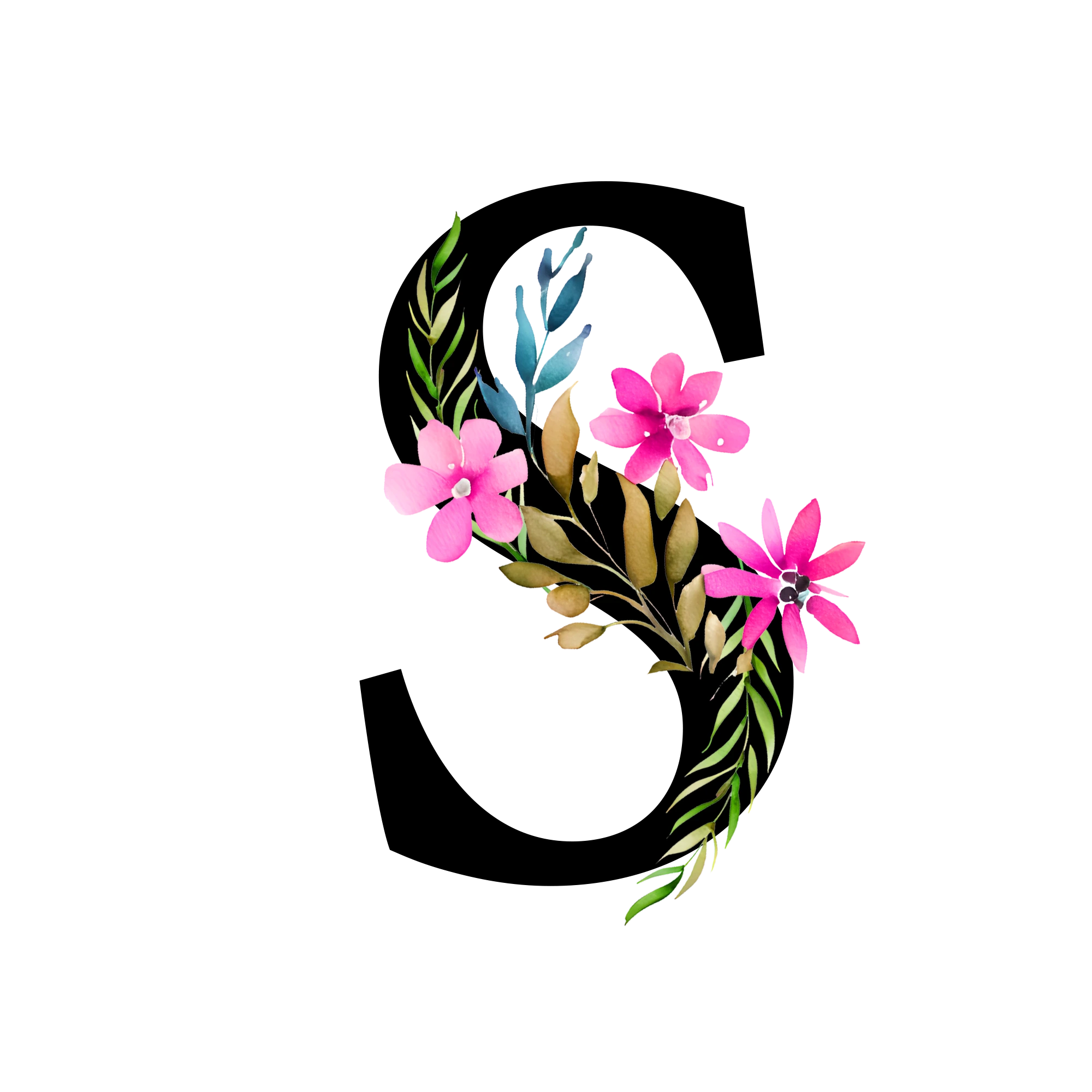 Free-Transparent-Floral-Alphabet-Illustration-letter-S